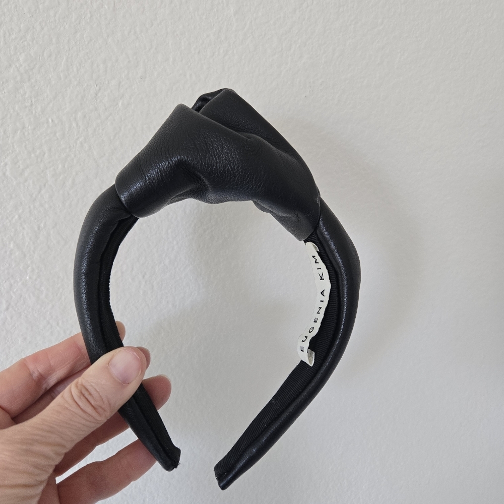 Eugenia Kim Maryn Tall Knot Black Leather Headband Retro Rare - Picture 13 of 16